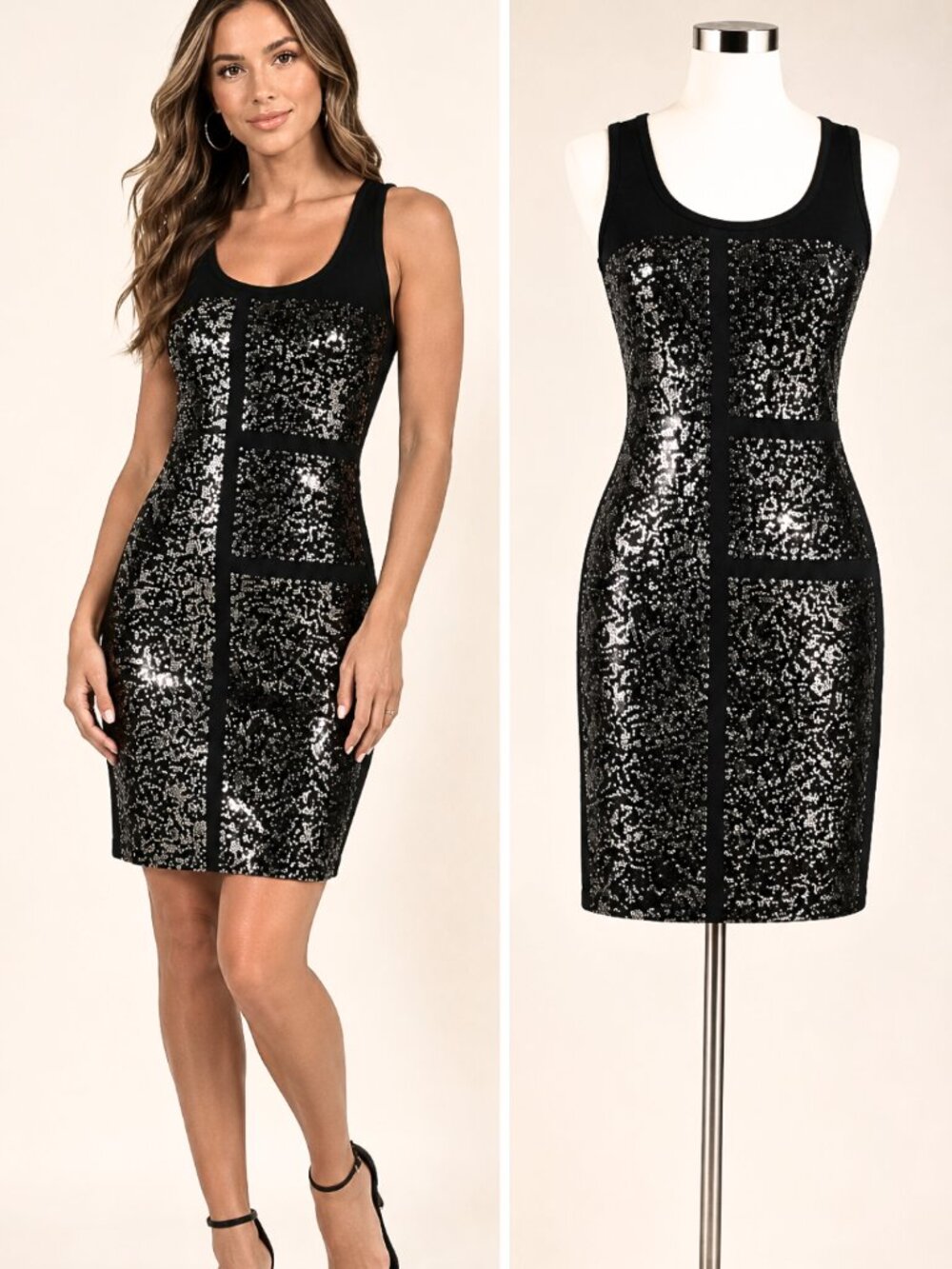 CLUNY Designer Cynthia Steffe Vintage NEW Sequin Sheath Night Dress $348 Size 8